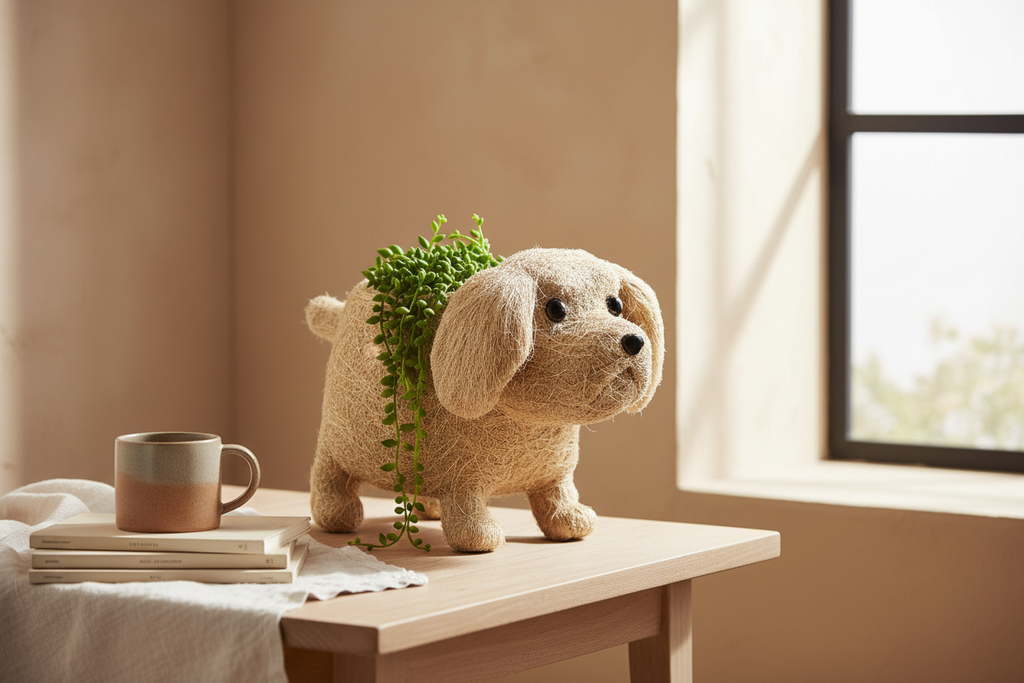 拉布拉多犬花盆室内场景