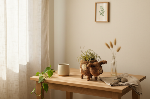 Baby Pig Succulent Pot - Enriched Indoor Scene