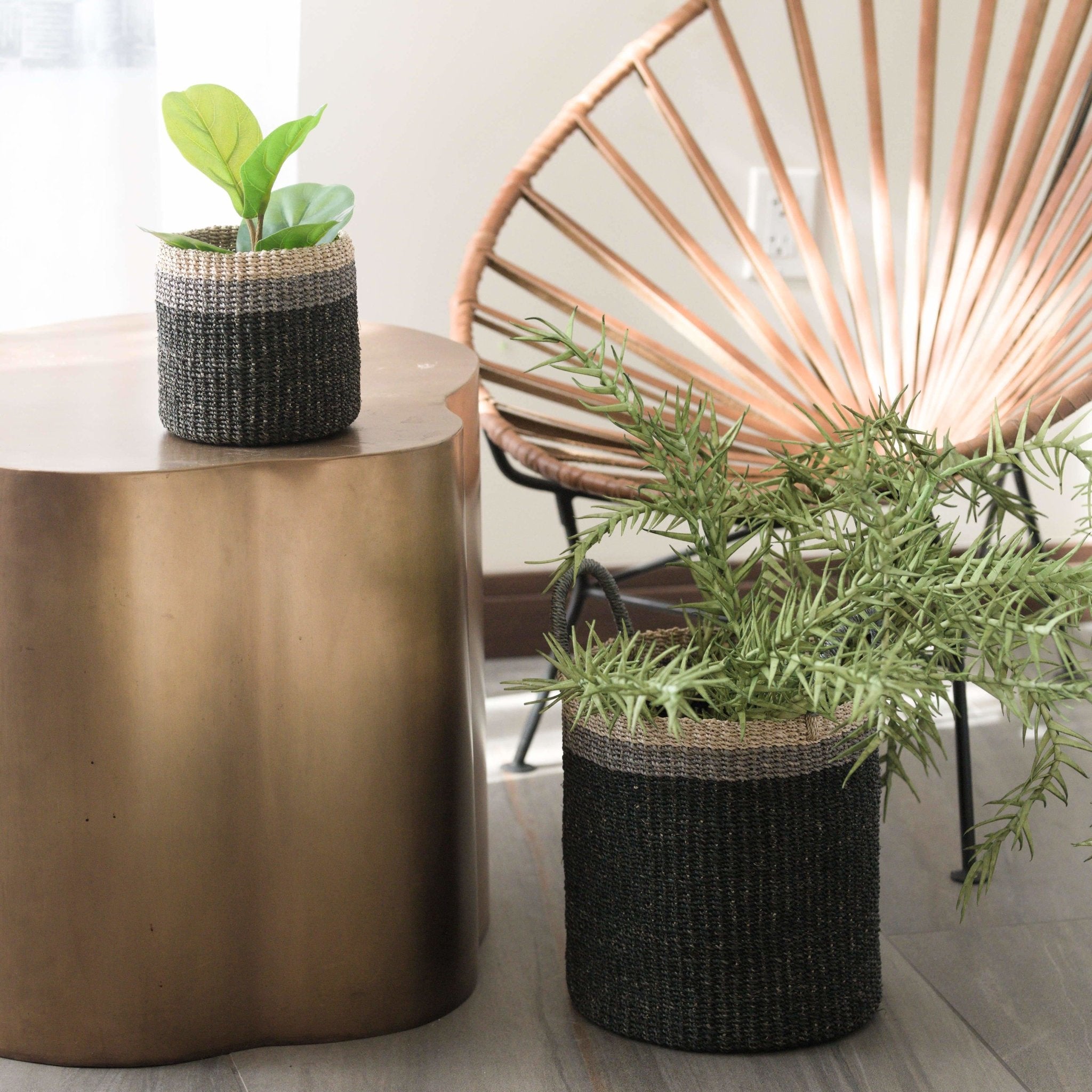 Mini panier de table noir - Paniers faits main
