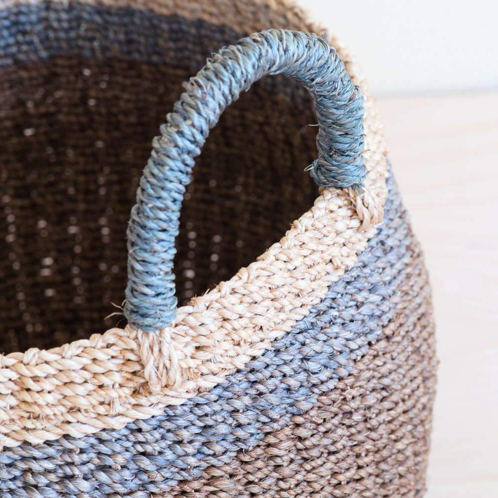 Panier de rangement bombé marron avec poignée - Panier fourre-tout