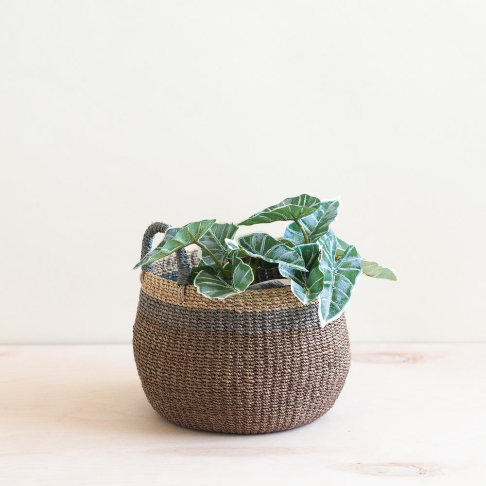 Panier de rangement bombé marron avec poignée - Panier fourre-tout