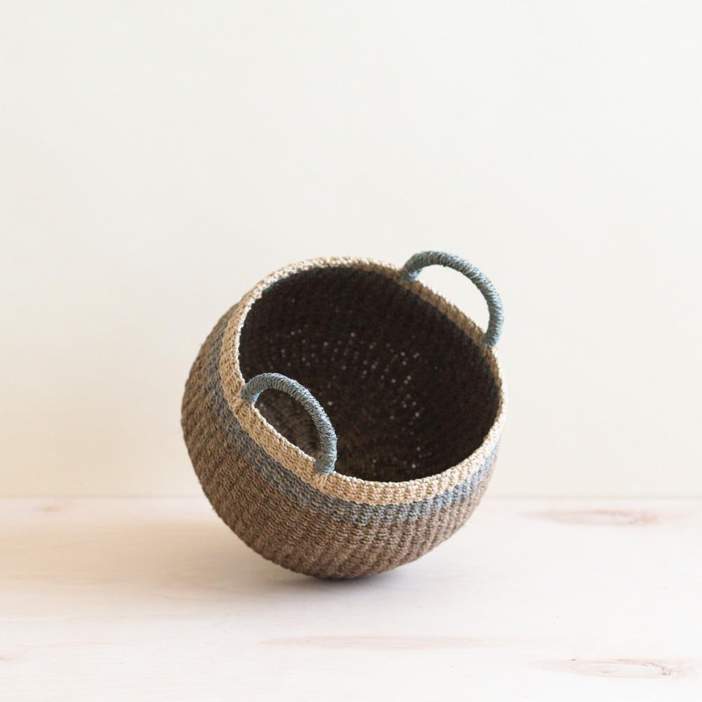 Panier de rangement bombé marron avec poignée - Panier fourre-tout