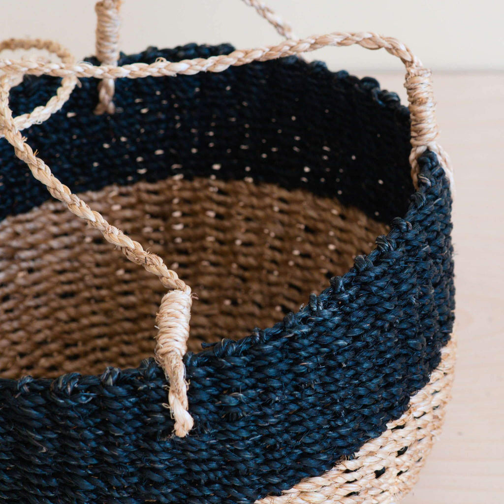 Jardinière suspendue bicolore naturel et noir - Panier suspendu