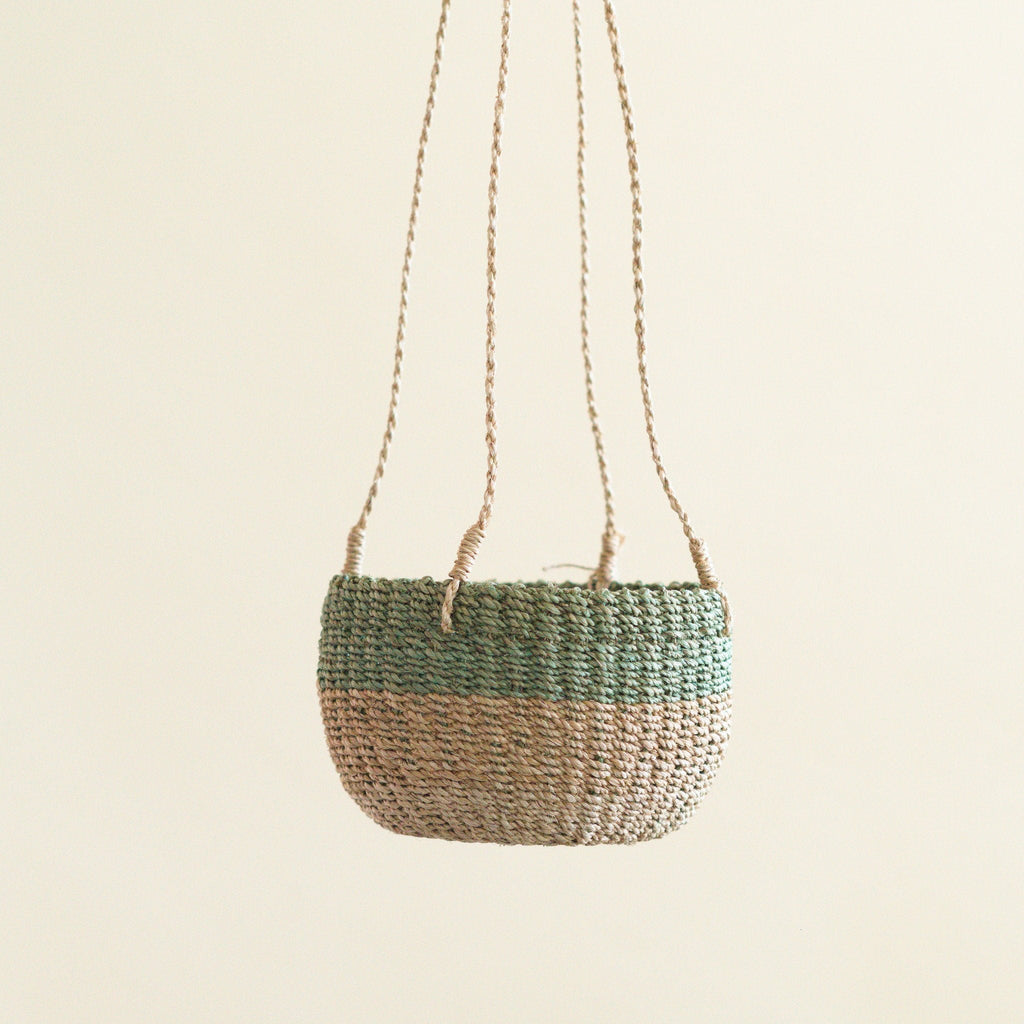Pot de fleurs suspendu - Natural + Sauge - Bac suspendu