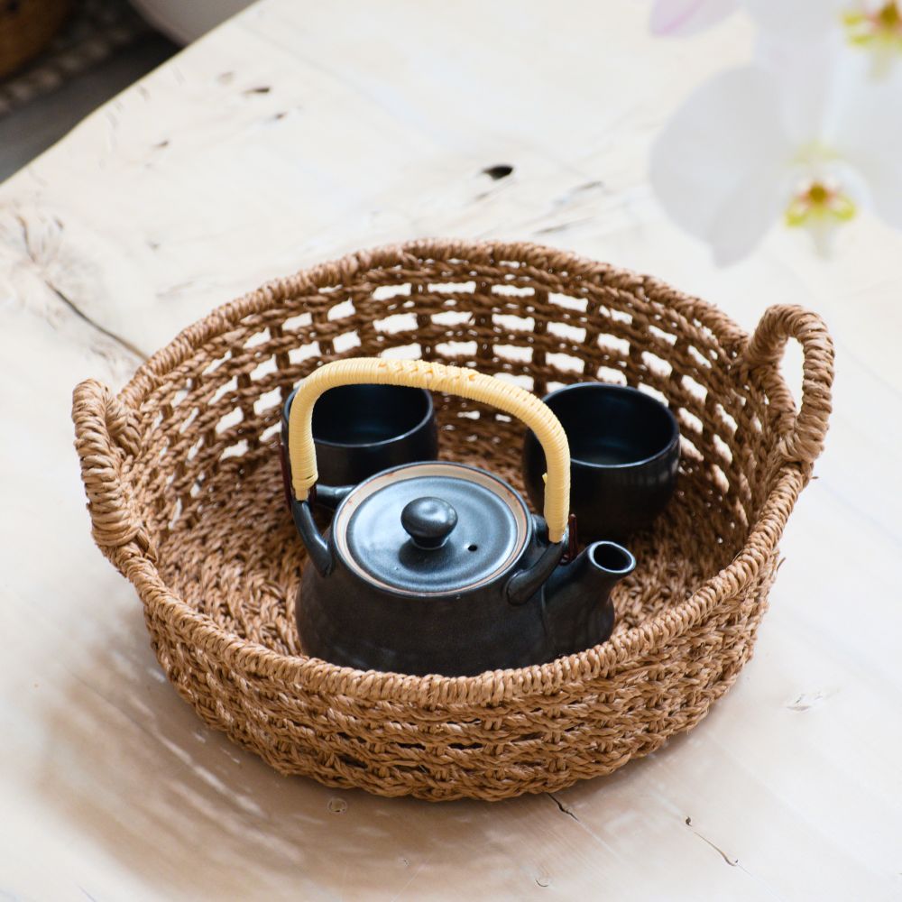 Panier rond en osier ajouré - Panier en osier