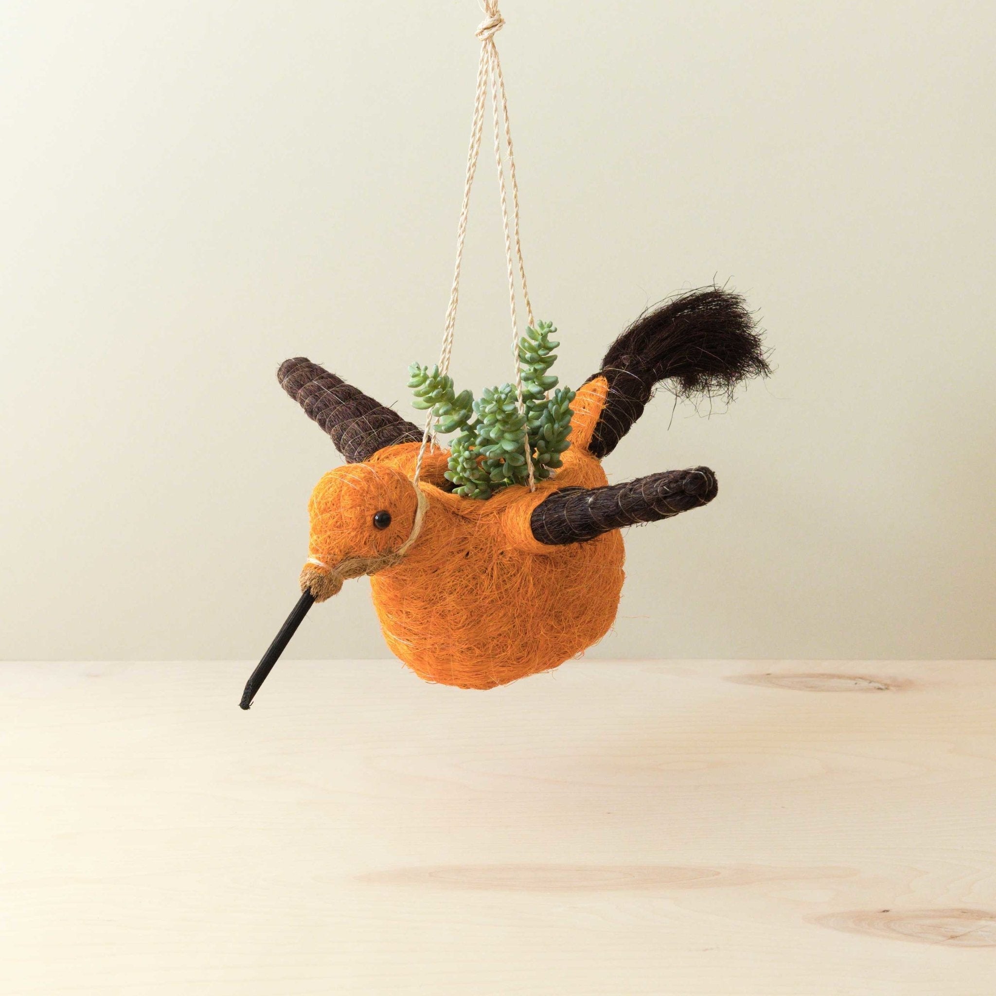 Pot de fleurs Colibri - Fibre de coco x Argile Fougère Dorée + Textiles