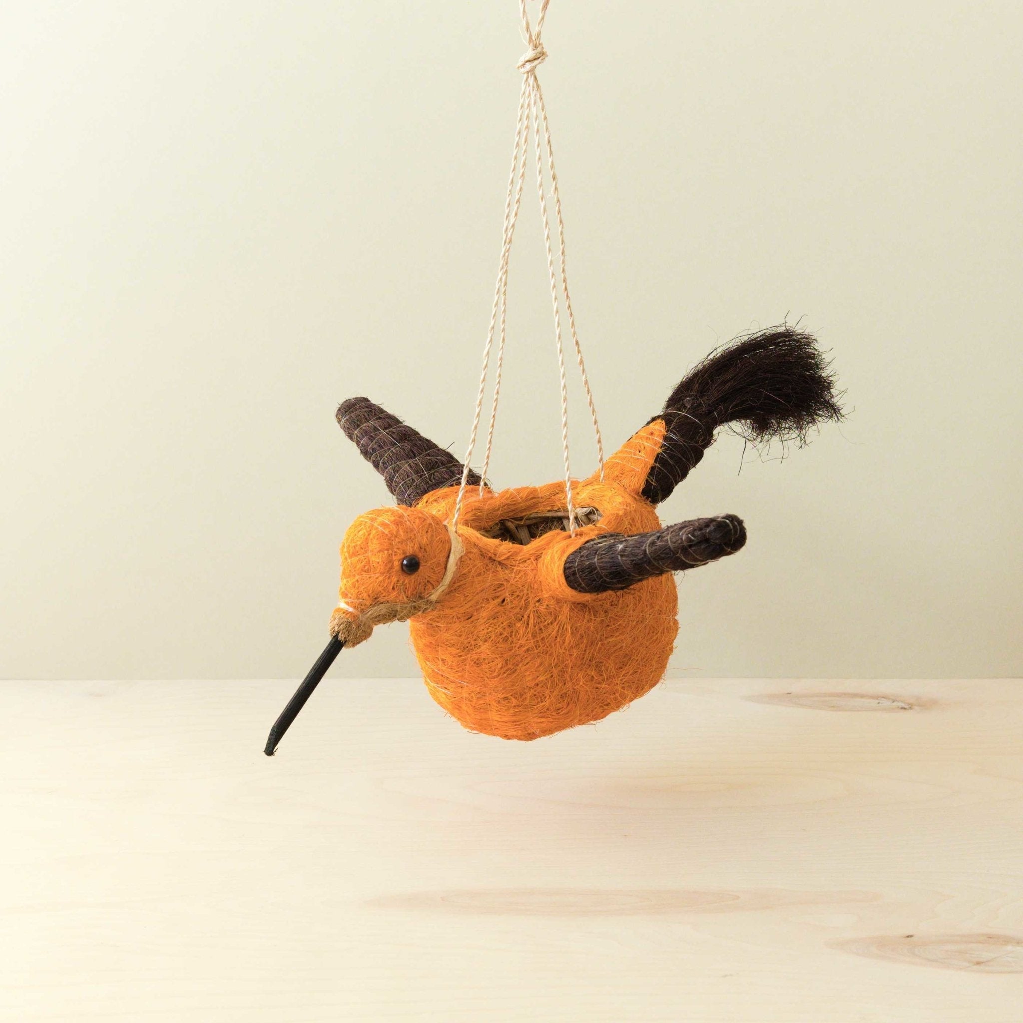 Pot de fleurs Colibri - Fibre de coco x Argile Fougère Dorée + Textiles