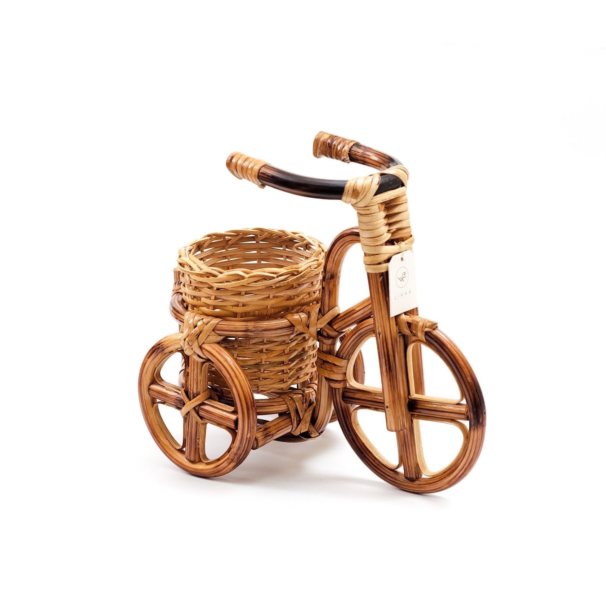 Jardinière en rotin pour vélo, grande - Jardinières fabriquées à la main
