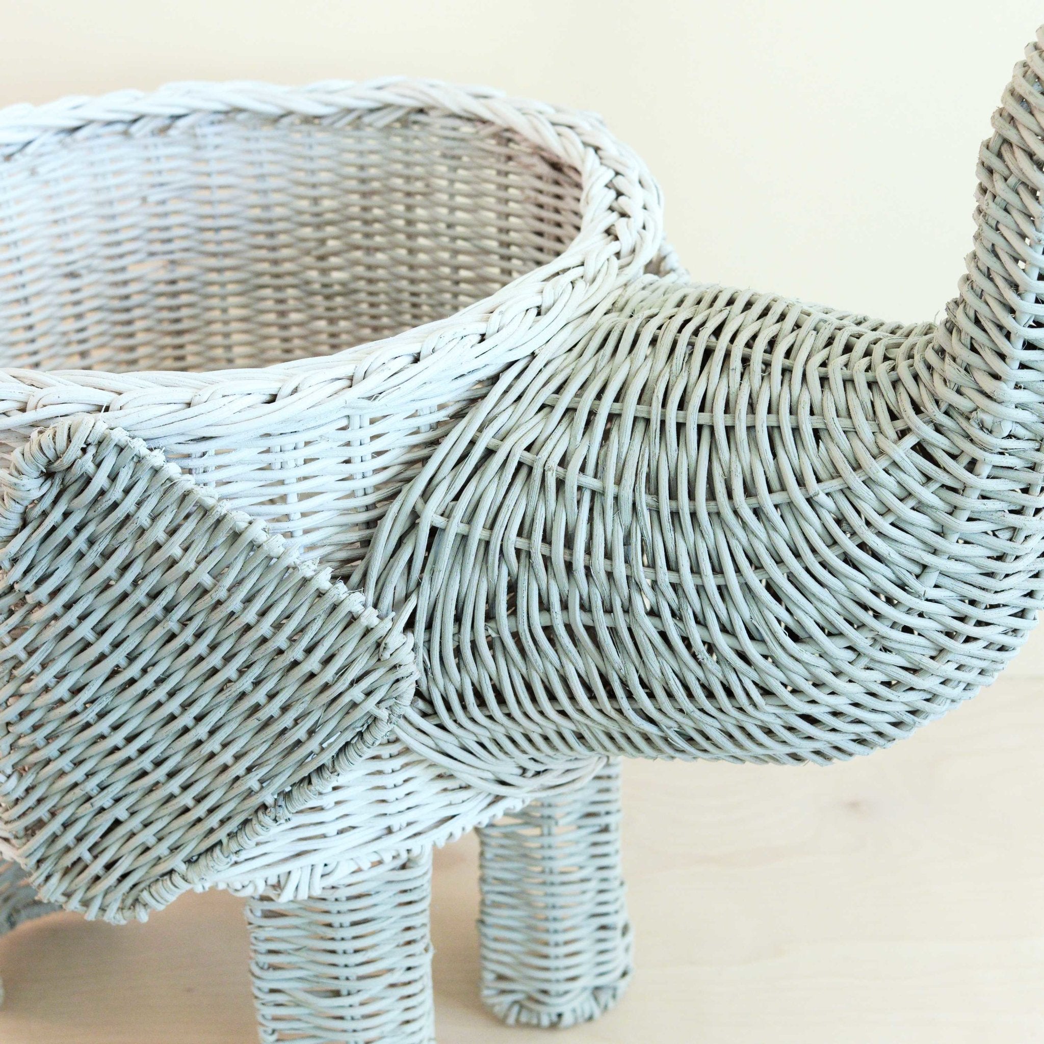 Panier éléphant en rotin bicolore - Organisateur en osier