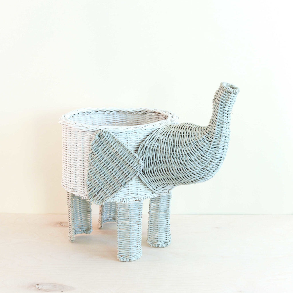 Panier éléphant en rotin bicolore - Organisateur en osier