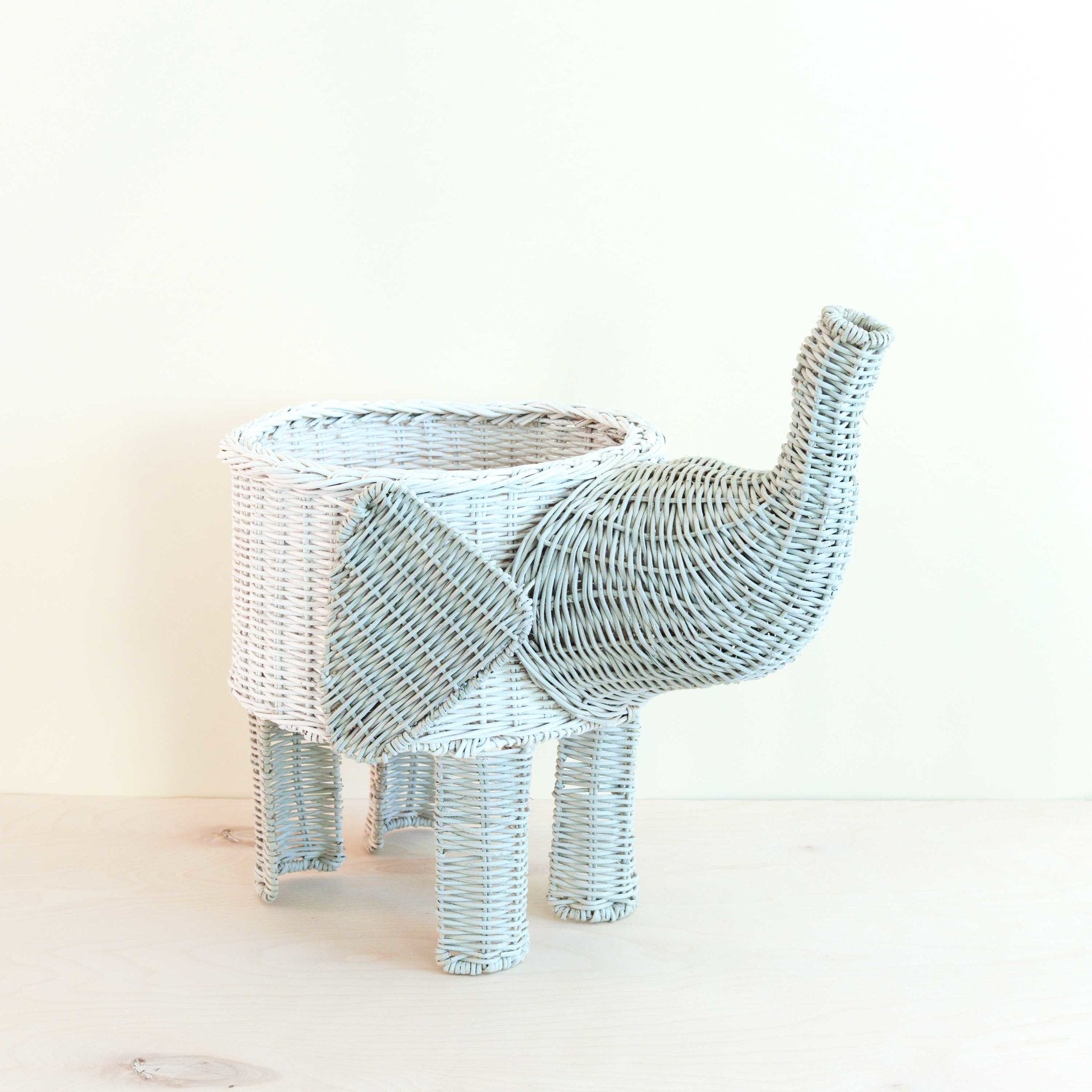 Panier éléphant en rotin bicolore - Organisateur en osier