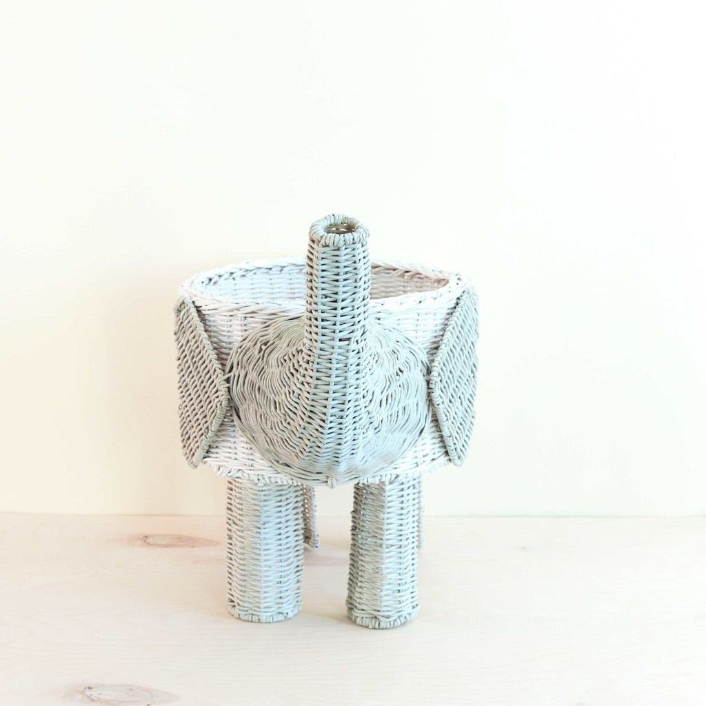 Panier éléphant en rotin bicolore - Organisateur en osier